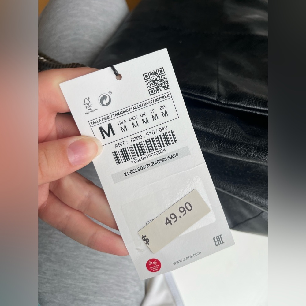 Zara Black Faux Leather Shoulder Bag NWT - Picture 6 of 10